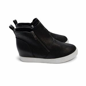 No Call Wedge Black Perforated High Top Sneaker Boot Women’s Size 7